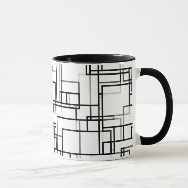 Schwarz-Weiß-Abstraktes Muster Tasse (Rechts)