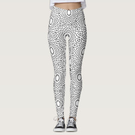 Schwarz-Weiß abstraktes nahtloses Mandala-Design Leggings