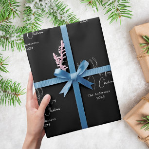 Schwarz-weiß abstraktes Rentier modernes Weihnacht Geschenkpapier