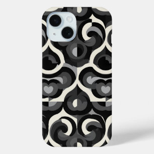 Schwarz-weiß abstraktes Retro-Muster Case-Mate iPhone Hülle