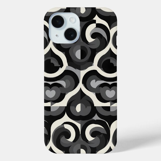 Schwarz-weiß abstraktes Retro-Muster Case-Mate iPhone Hülle (Rückseite)