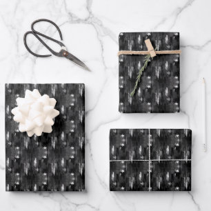 Schwarz-Weiß-Abstraktfarbe Geschenkpapier Set