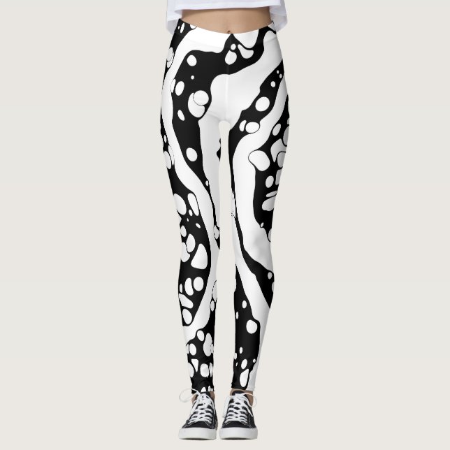 Schwarz-Weiß-Abstraktion Leggings (Vorderseite)