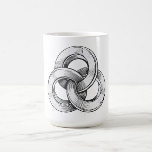 Schwarz-weiß-Abstraktion von drei miteinander verb Kaffeetasse