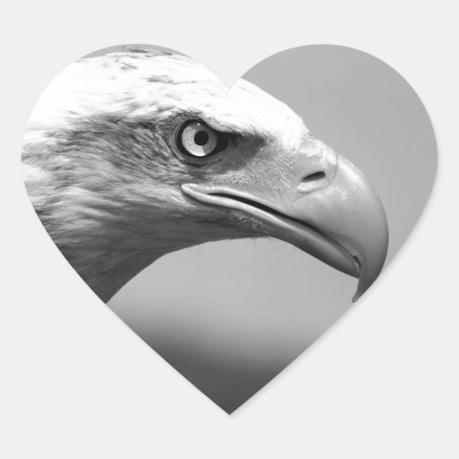 Schwarz-Weiß-Adler Herz-Aufkleber (Vorderseite)