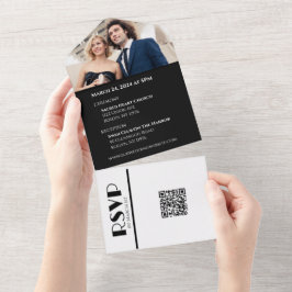 Schwarz-Weiß-Affenheiratsurne - alles in einem I All In One Einladung