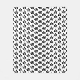 Schwarz-Weiß-Ahornleaf-Druck Fleecedecke