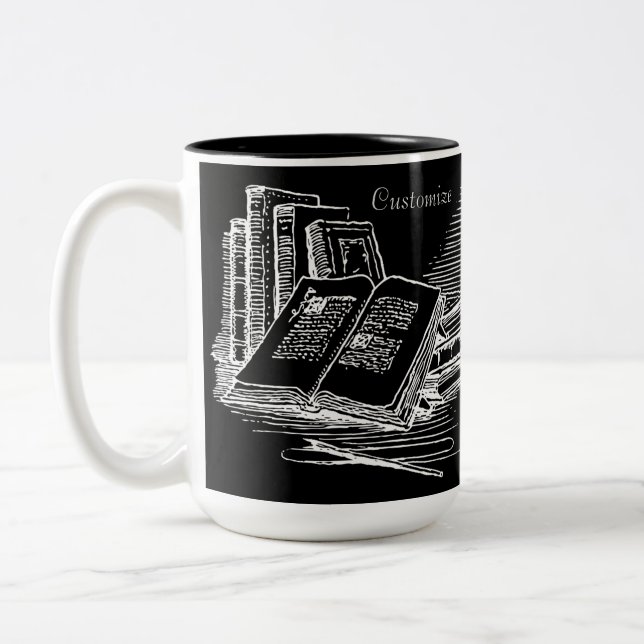 Schwarz-Weiß-Akademie Personalisiert Zweifarbige Tasse (Links)