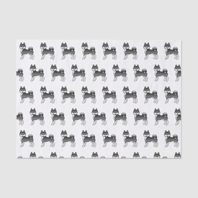 Schwarz-Weiß Alaskan Klee Kai Niedliches Hundemust Seidenpapier (Vorderseite)