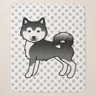 Schwarz-Weiß Alaskan Malamute Niedlicher Cartoon D Sherpadecke