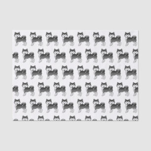 Schwarz-Weiß-Alaskan-Malamute-Niedliches Hundemust Seidenpapier