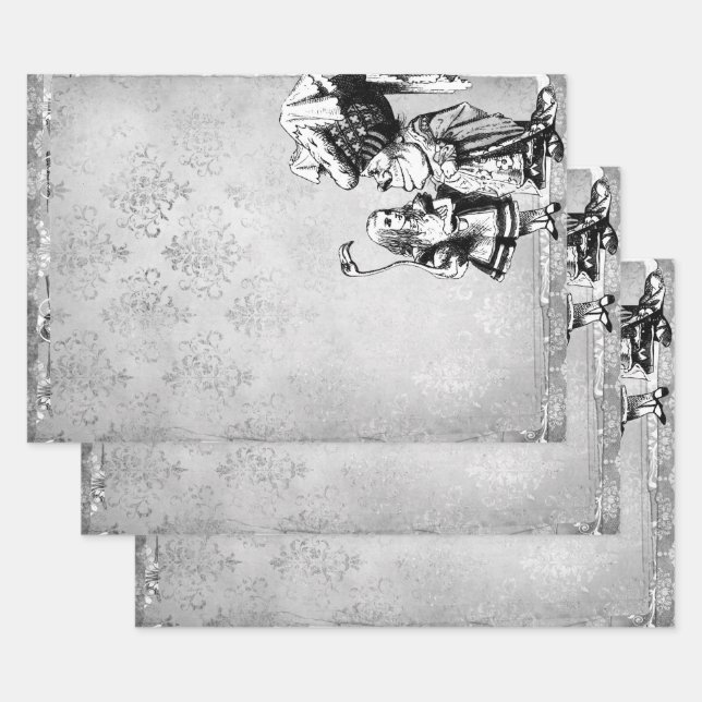 Schwarz-Weiß-Alice im Wunderland mit Duchess Geschenkpapier Set (Set)