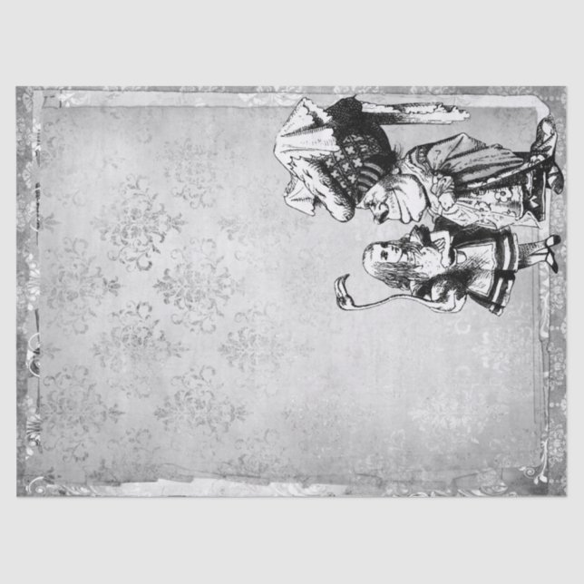 Schwarz-Weiß-Alice im Wunderland mit Duchess Seidenpapier (Vorderseite)