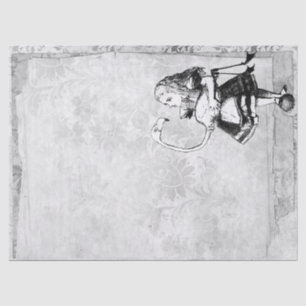 Schwarz-Weiß-Alice im Wunderland mit Flamingo Seidenpapier