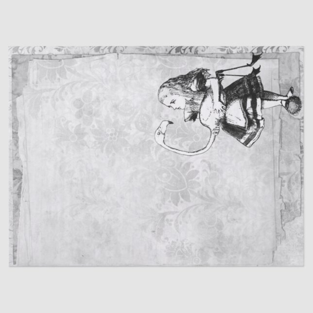 Schwarz-Weiß-Alice im Wunderland mit Flamingo Seidenpapier (Vorderseite)