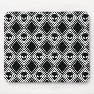 Schwarz-Weiß-Alien-Argyle-Muster Mousepad