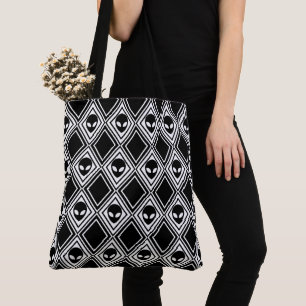 Schwarz-Weiß-Alien-Argyle-Muster Tasche