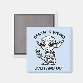 Schwarz-Weiß-Alien Magnet