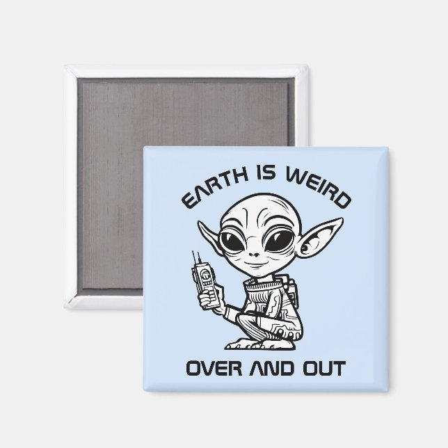 Schwarz-Weiß-Alien Magnet (Vorderseite/Rückseite)