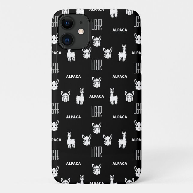 Schwarz-Weiß-Alpaca-iPhone 11 Hüllen von Wighar (Rückseite)