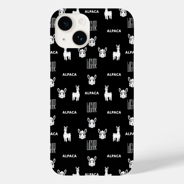 Schwarz-Weiß-Alpaca-iPhone 14 Hüllen von Wighar (Rückseite)