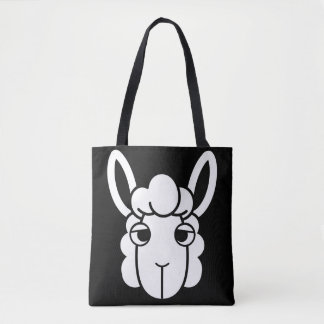 Schwarz-Weiß-Alpaca Kopf-Tote-Beutel von Wighi Tasche