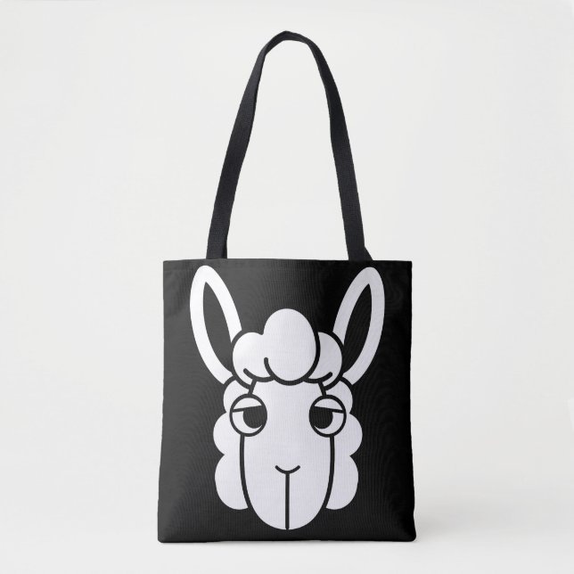Schwarz-Weiß-Alpaca Kopf-Tote-Beutel von Wighi Tasche (Vorderseite)