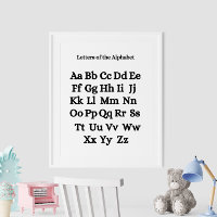 Schwarz-Weiß-Alphabet-Lehrplakat
