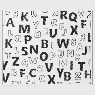 Schwarz-Weiß-Alphabet-Muster-Wrap-Papier Geschenkpapier
