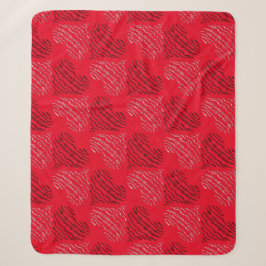 Schwarz-Weiß-Alternativherz-Linien auf Rot Sherpadecke