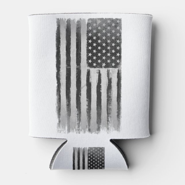 Schwarz-Weiß-amerikanische Flagge Dosenkühler (Vorderseite)