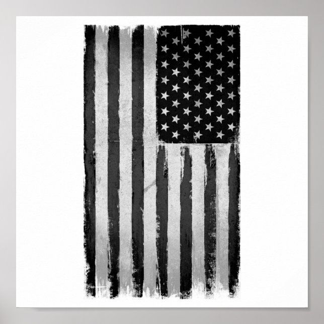 Schwarz-Weiß-amerikanische Flagge Poster (Vorne)