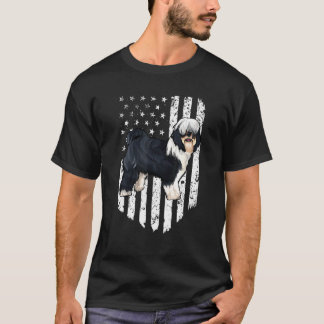Schwarz Weiß Amerikanische Flagge Tibet Terrier 4. T-Shirt