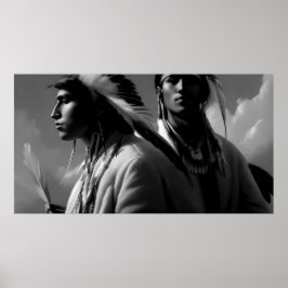 Schwarz-Weiß-Amerikanische Ureinwohner 2 Männer Mo Poster