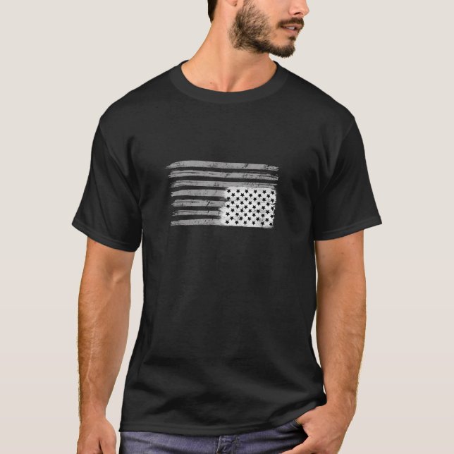 Schwarz-Weiß-Amerikanisches Flaggensieg auf der Rü T-Shirt (Vorderseite)