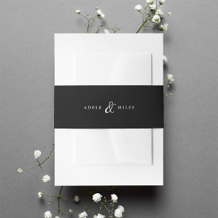 Schwarz-Weiß-Ampere und Personalisierte Hochzeit Einladungsbanderole