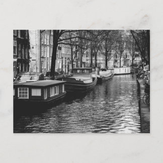 Schwarz-Weiß-Amsterdam-Canal-Foto Postkarte