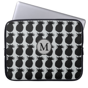 Schwarz-Weiß-Ananas-Muster Laptopschutzhülle