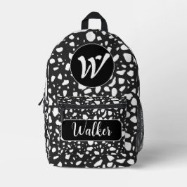 Schwarz/Weiß - Anfangsname und Mit Monogramm Bedruckter Rucksack