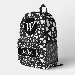 Schwarz/Weiß - Anfangsname und Mit Monogramm Bedruckter Rucksack