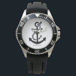 Schwarz-Weiß-Ankerillustrierung für Wasserfahrzeug Armbanduhr<br><div class="desc">Schwarze Ankerdarstellung mit weißer,  benutzerdefinierter Hintergrundfarbe. Wenn Sie Hilfe bei der Anpassung eines meiner Designs benötigen,  kontaktieren Sie ArtOnWear Designer. Kostenlose Textformatierung mit Live-Hilfe auf Anfrage.</div>