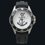 Schwarz-Weiß-Ankerillustrierung für Wasserfahrzeug Armbanduhr<br><div class="desc">Schwarze Ankerdarstellung mit weißer,  benutzerdefinierter Hintergrundfarbe. Wenn Sie Hilfe bei der Anpassung eines meiner Designs benötigen,  kontaktieren Sie ArtOnWear Designer. Kostenlose Textformatierung mit Live-Hilfe auf Anfrage.</div>