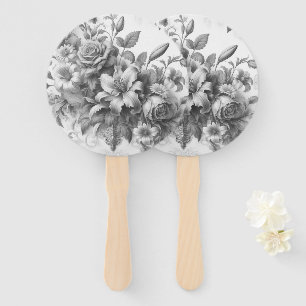 Schwarz-Weiß-Antike Blumen Perfektion Fächer