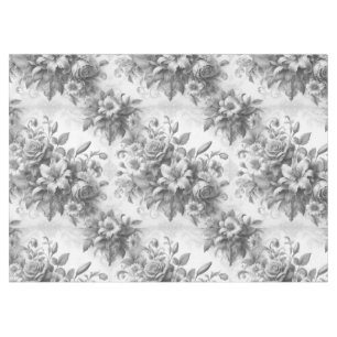 Schwarz-Weiß-Antike Blumen Perfektion Tischdecke