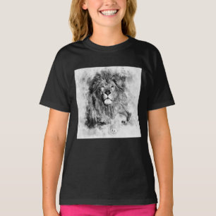 Schwarz-Weiß-Aquarellbild von männlichen Löwen T-Shirt