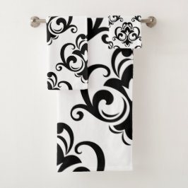 Schwarz-Weiß-Arabesque  Badhandtuch Set