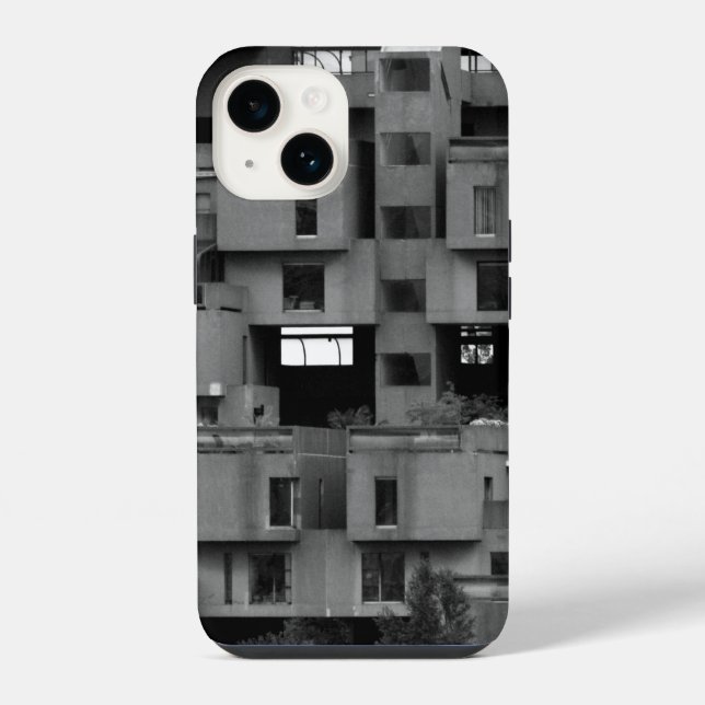 Schwarz-Weiß-Architektur iPhone 14 Hülle (Rückseite)