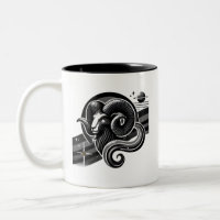 Schwarz-Weiß-Äries Zodiac-Tasse