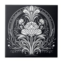 Schwarz-Weiß-Art-Deco Fliese