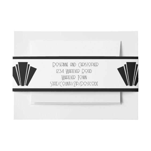 Schwarz-Weiß-Art-Déco-Hochzeit Einladungsbanderole (Vorderseite Beispiel)